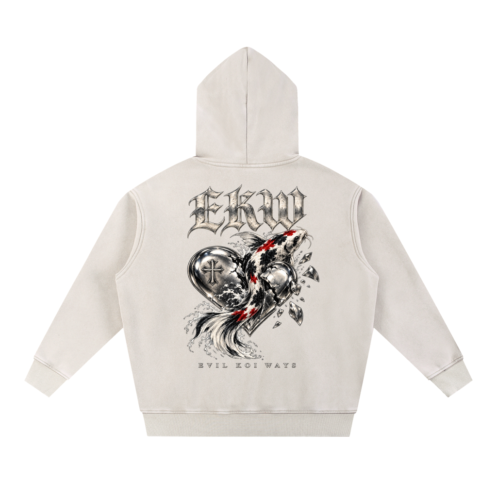 Snow Wash Fleece Oversize EKW CHROME HEART Hoodie