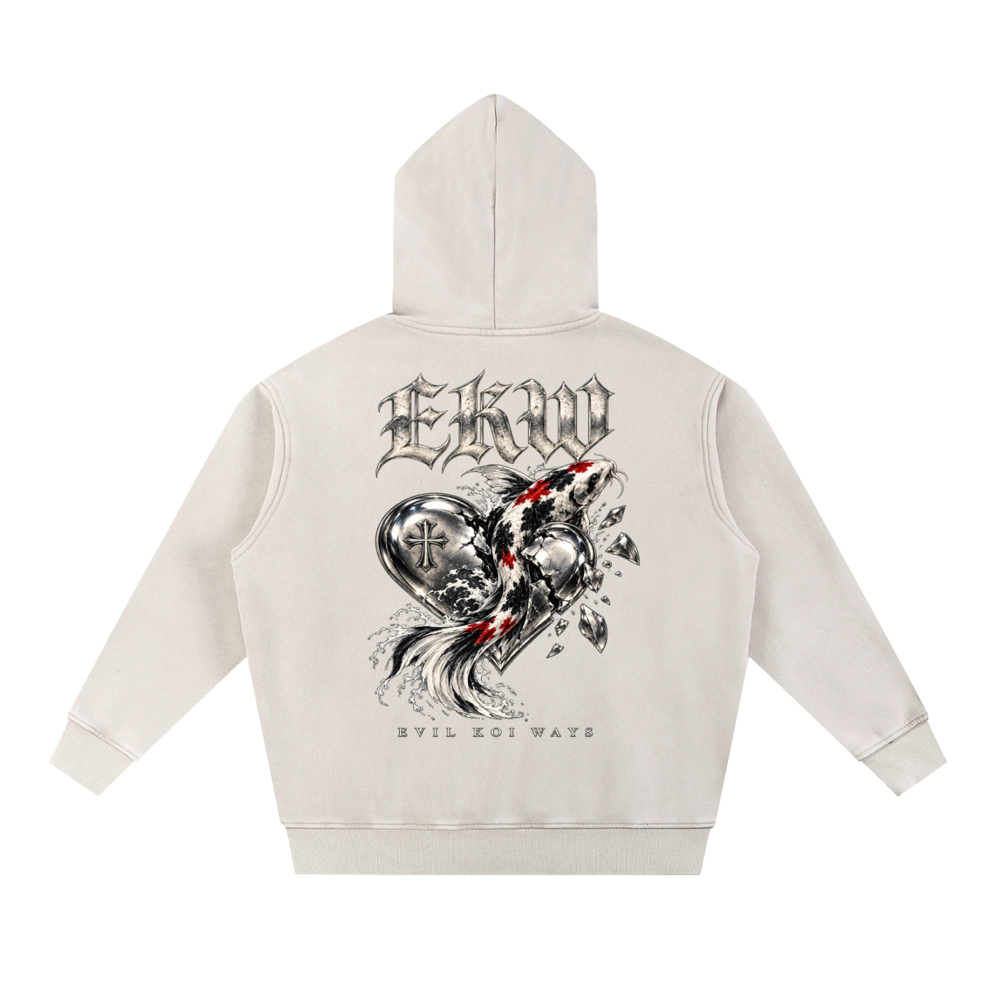 Snow Wash Fleece Oversize EKW CHROME HEART Hoodie