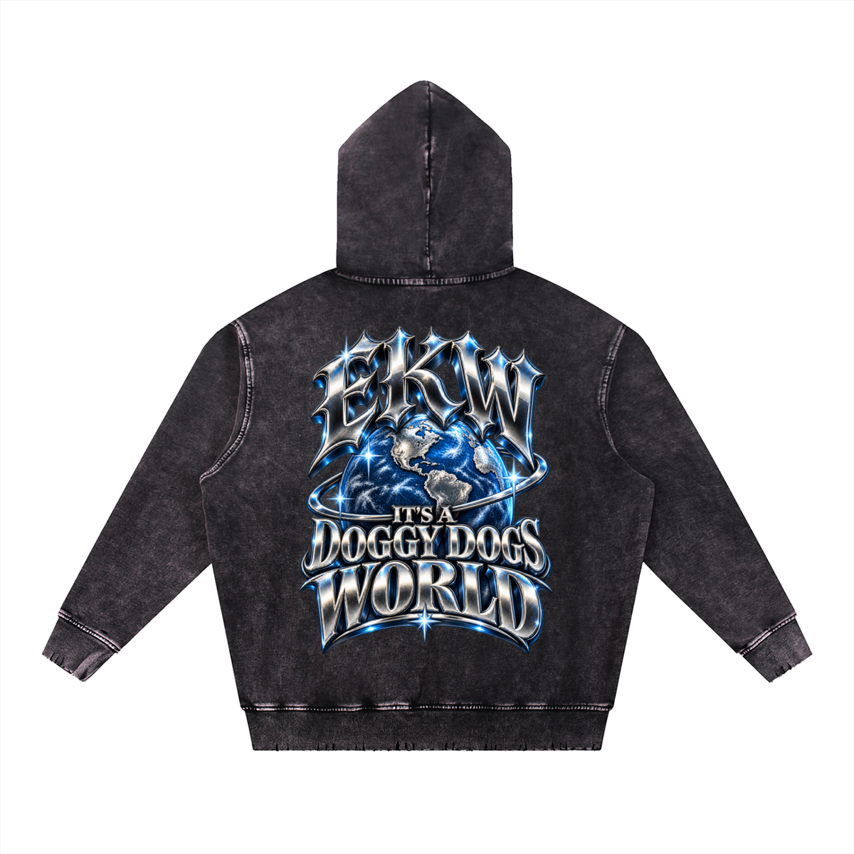 Snow Wash Hand-Frayed Heavyweight EKW Hoodie
