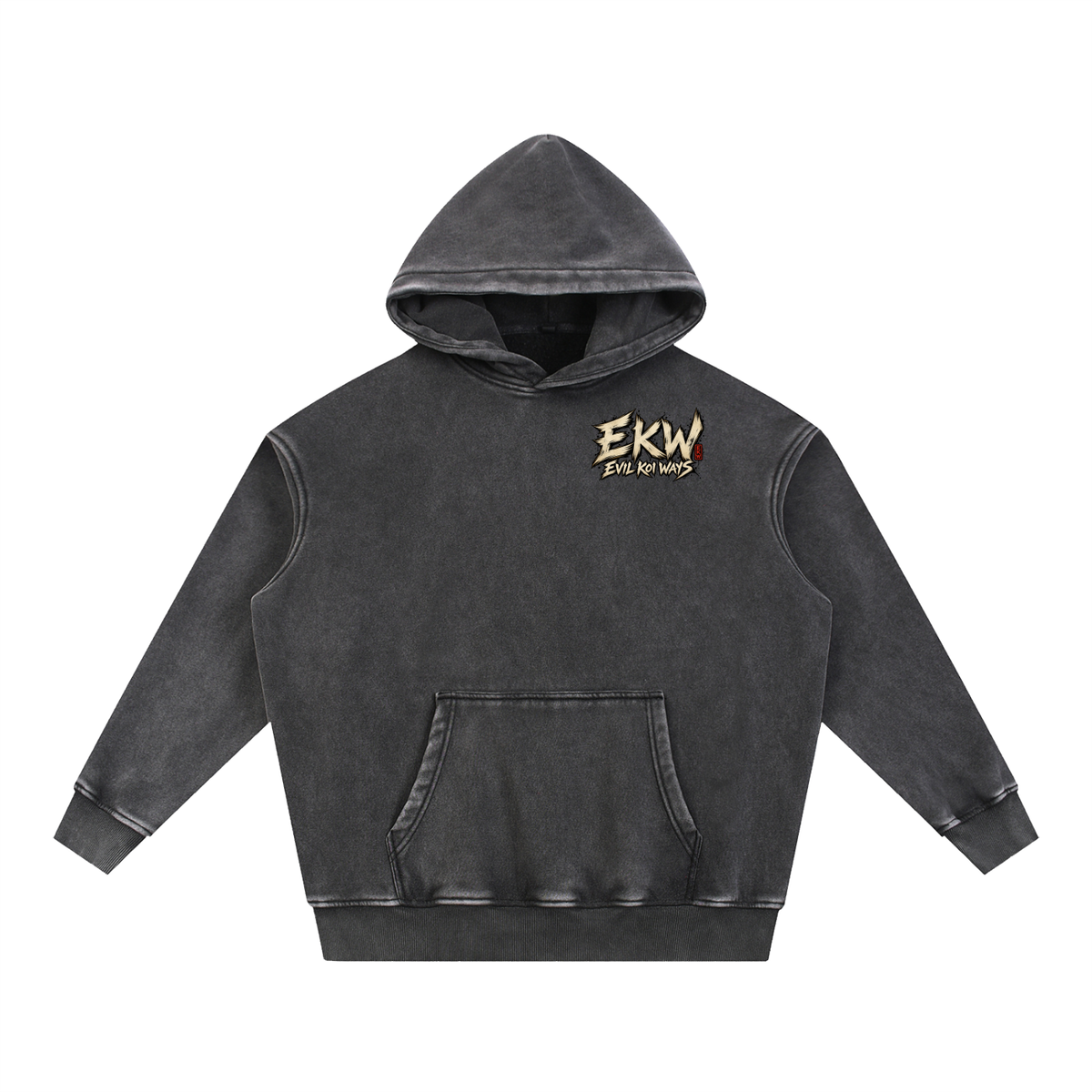 Snow Wash Fleece Oversize EKW CHROME HEART Hoodie