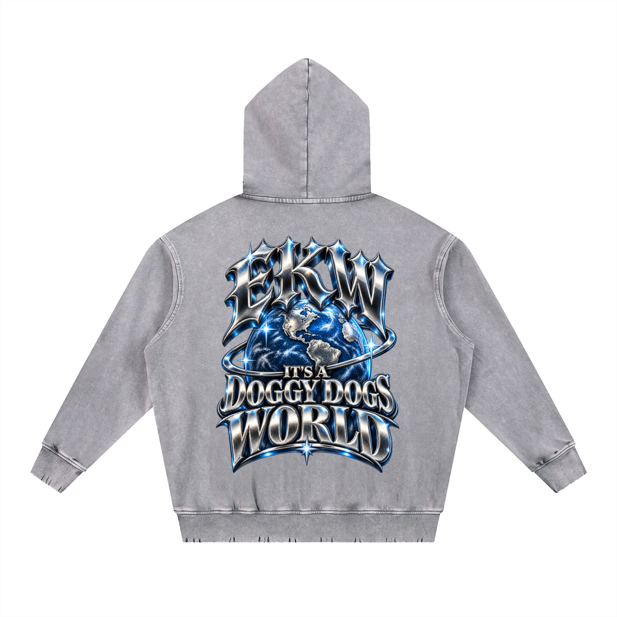 Snow Wash Hand-Frayed Heavyweight EKW Hoodie