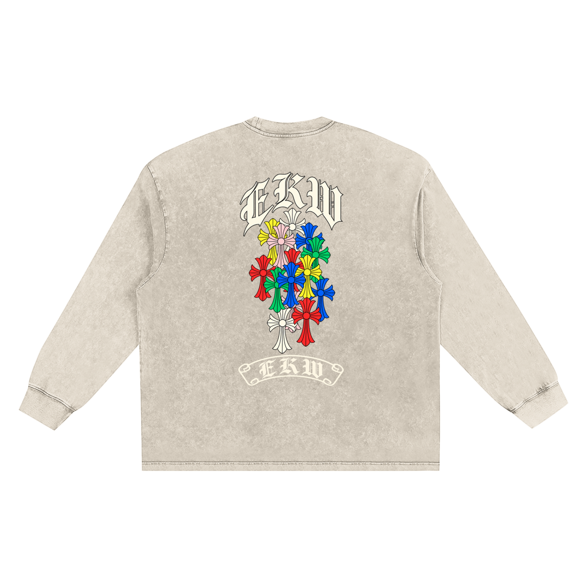 Snow Washed Frayed Edge Chrom Heart T-Shirt