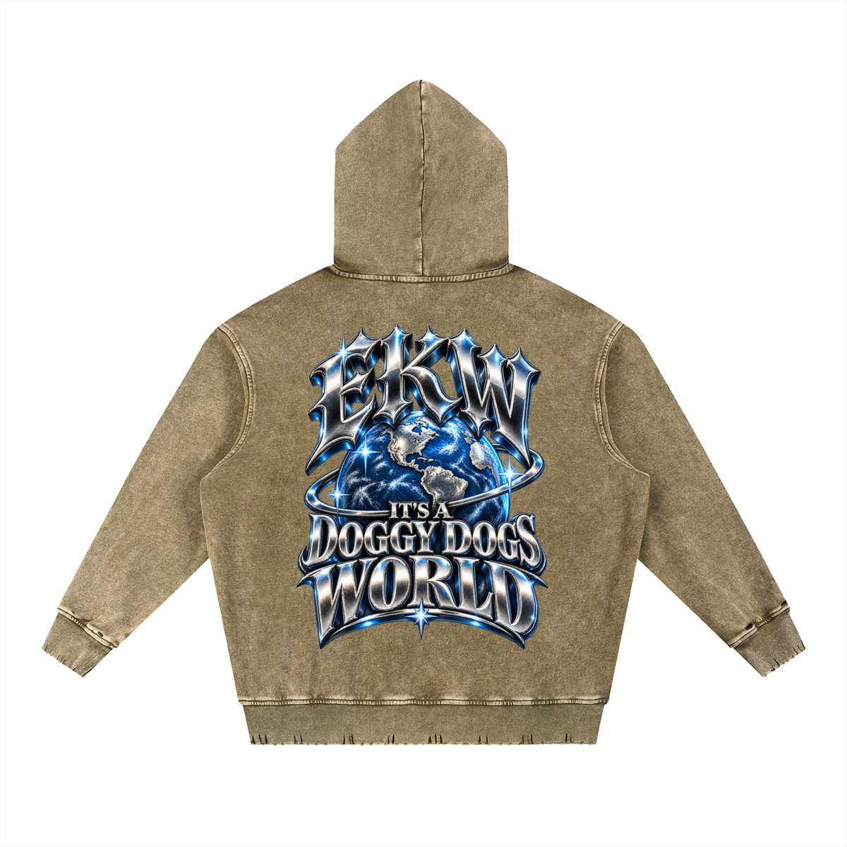 Snow Wash Hand-Frayed Heavyweight EKW Hoodie