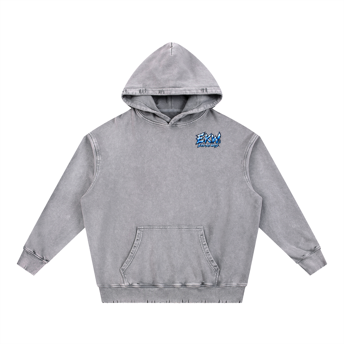 Snow Wash Hand-Frayed Heavyweight EKW Hoodie