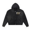 Sun Fade Frayed Raw Edge Fleece EKW Zip Hoodie