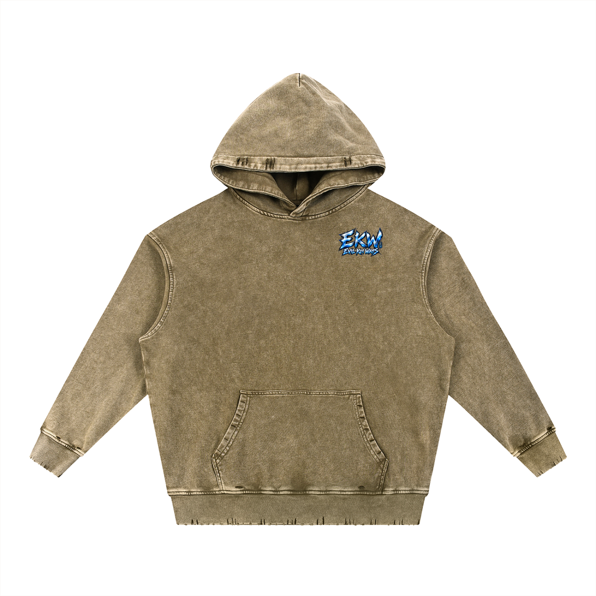 Snow Wash Hand-Frayed Heavyweight EKW Hoodie