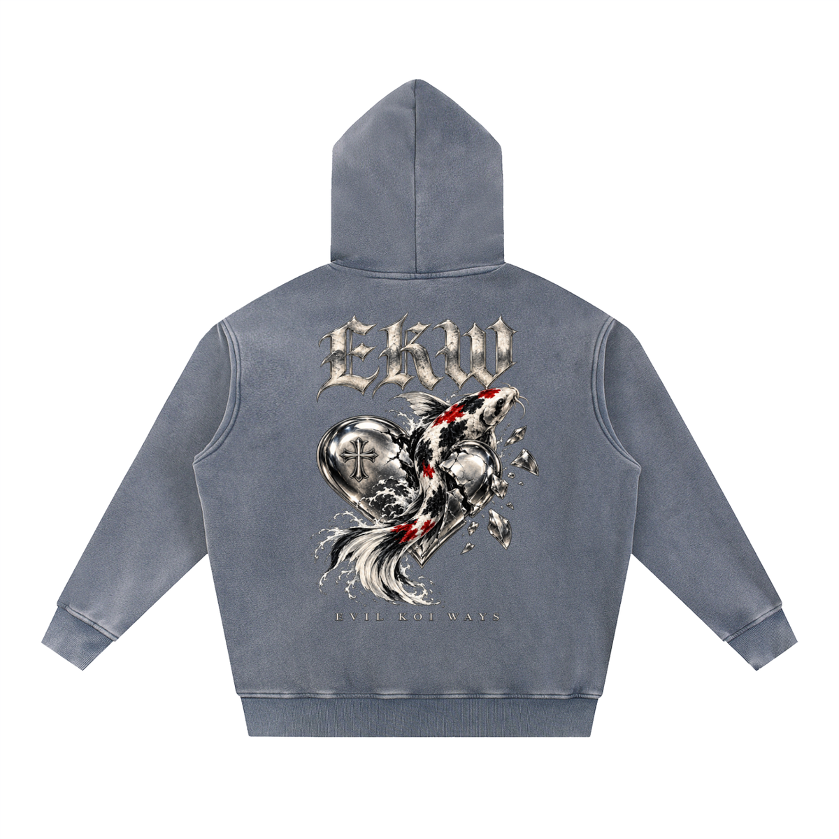 Snow Wash Fleece Oversize EKW CHROME HEART Hoodie