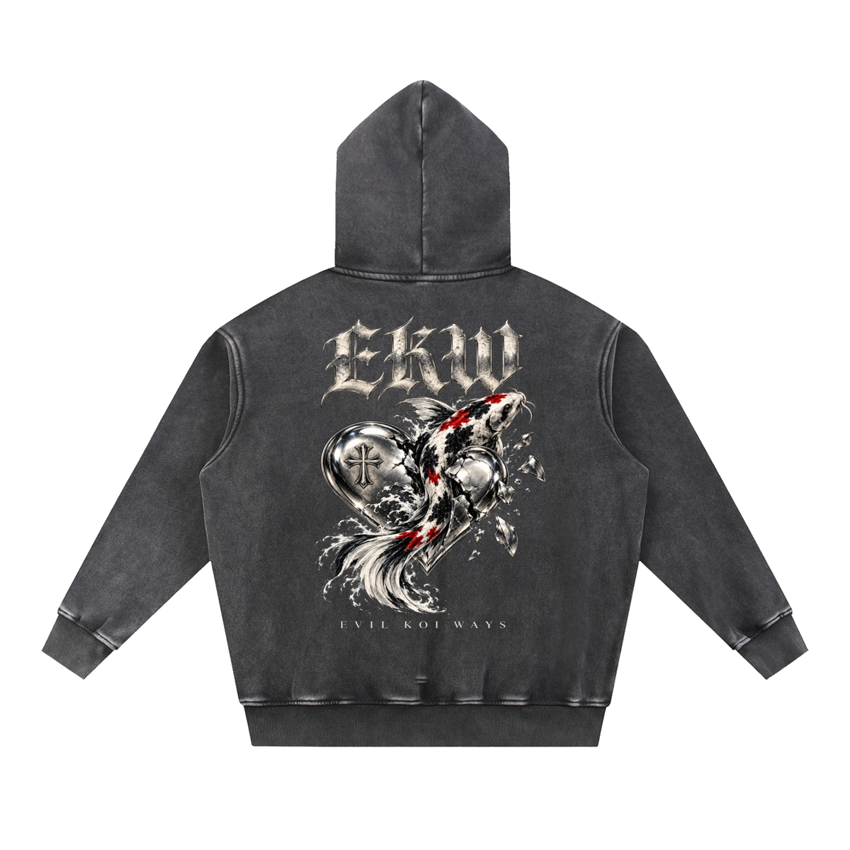 Snow Wash Fleece Oversize EKW CHROME HEART Hoodie
