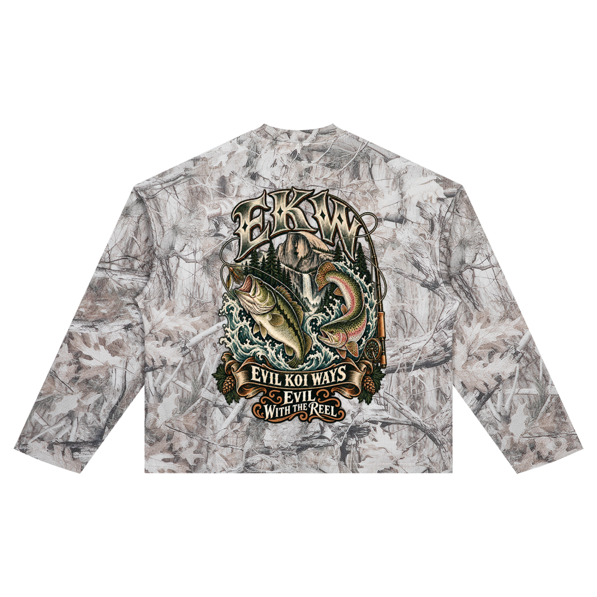 Unisex Tree Camo Waffle EKW Fishing T-Shirt