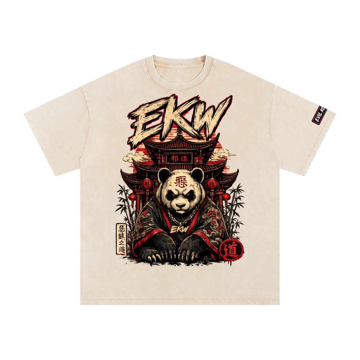 Snow Washed Oversized Cotton EKW T-Shirt